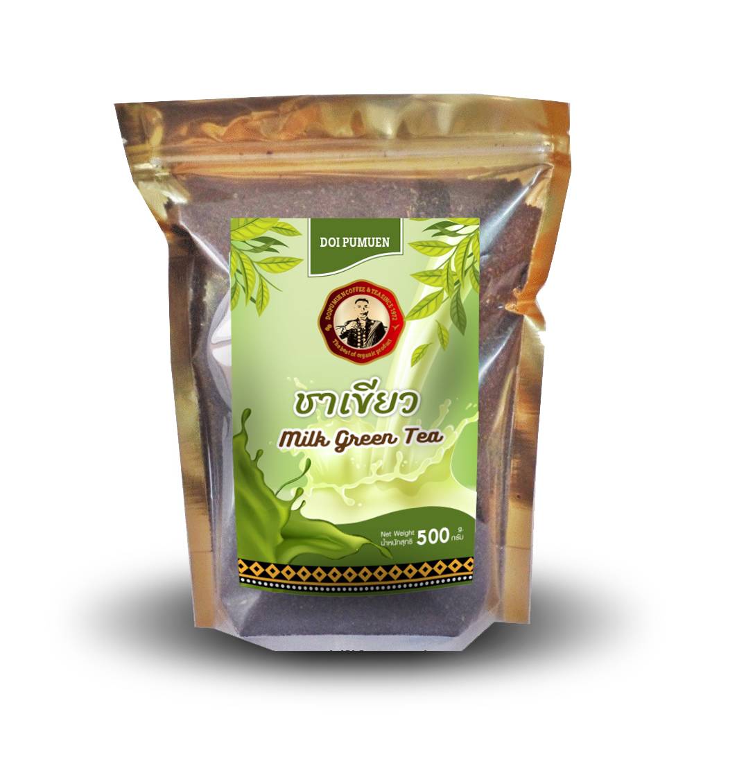 ชาเขียวนม สูตรปรุงแต่งพิเศษ (ตราดอยปู่หมื่น)  Milk Green Tea (Doi Pumuen Brand)